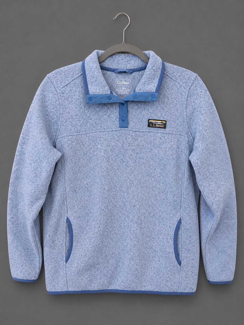 L.L.Bean Women’s Sweater Fleece Snap Pullover Blue Large Tall LT